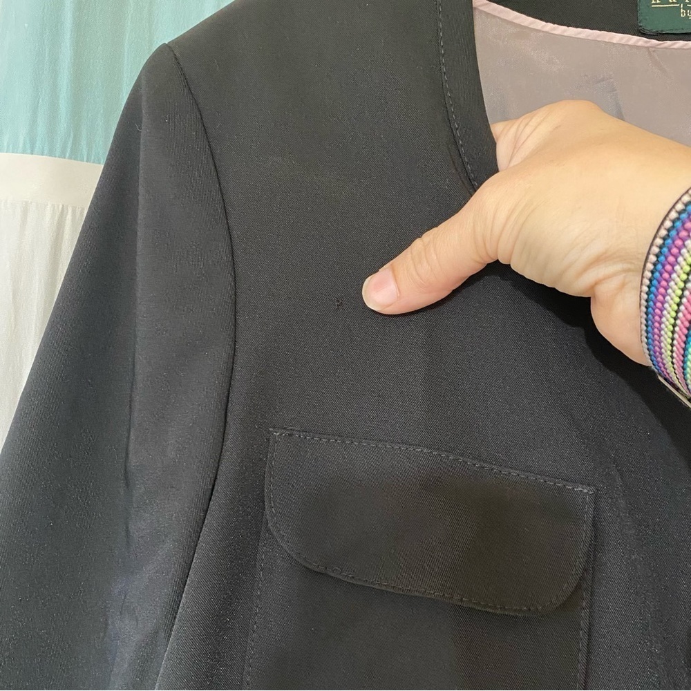Harve Benard Scalloped Blazer Jacket Cropped Black Sz 12 - Picture 8 of 11
